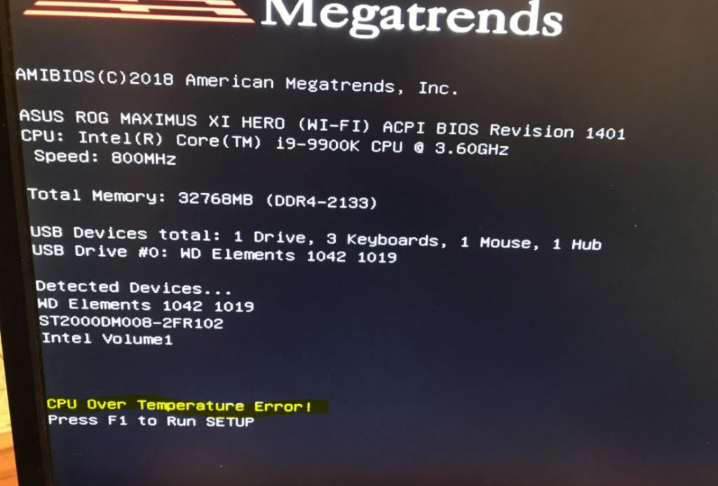How to overcome CPU over temperature error message