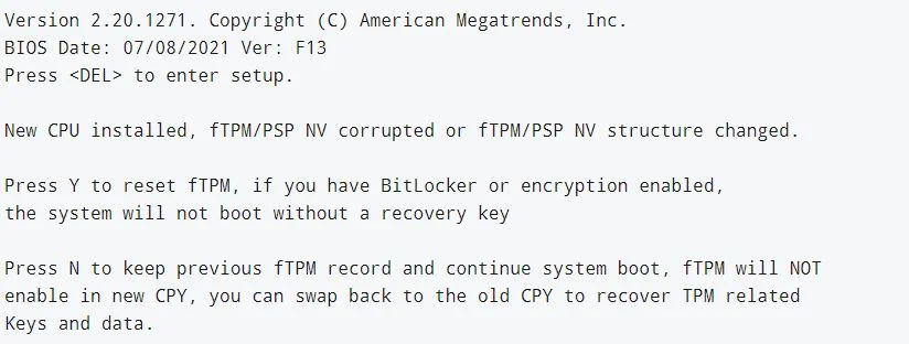 fixing fTPM NV error