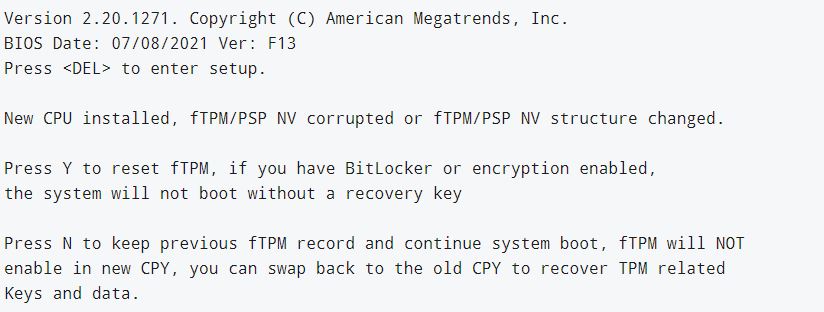 fixing fTPM NV error